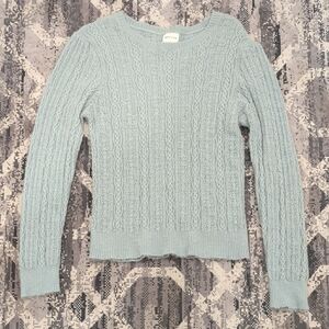 Morley Size 16 Girls Sky Blue Cable Knit Sweater Wool And Alpaca Blend